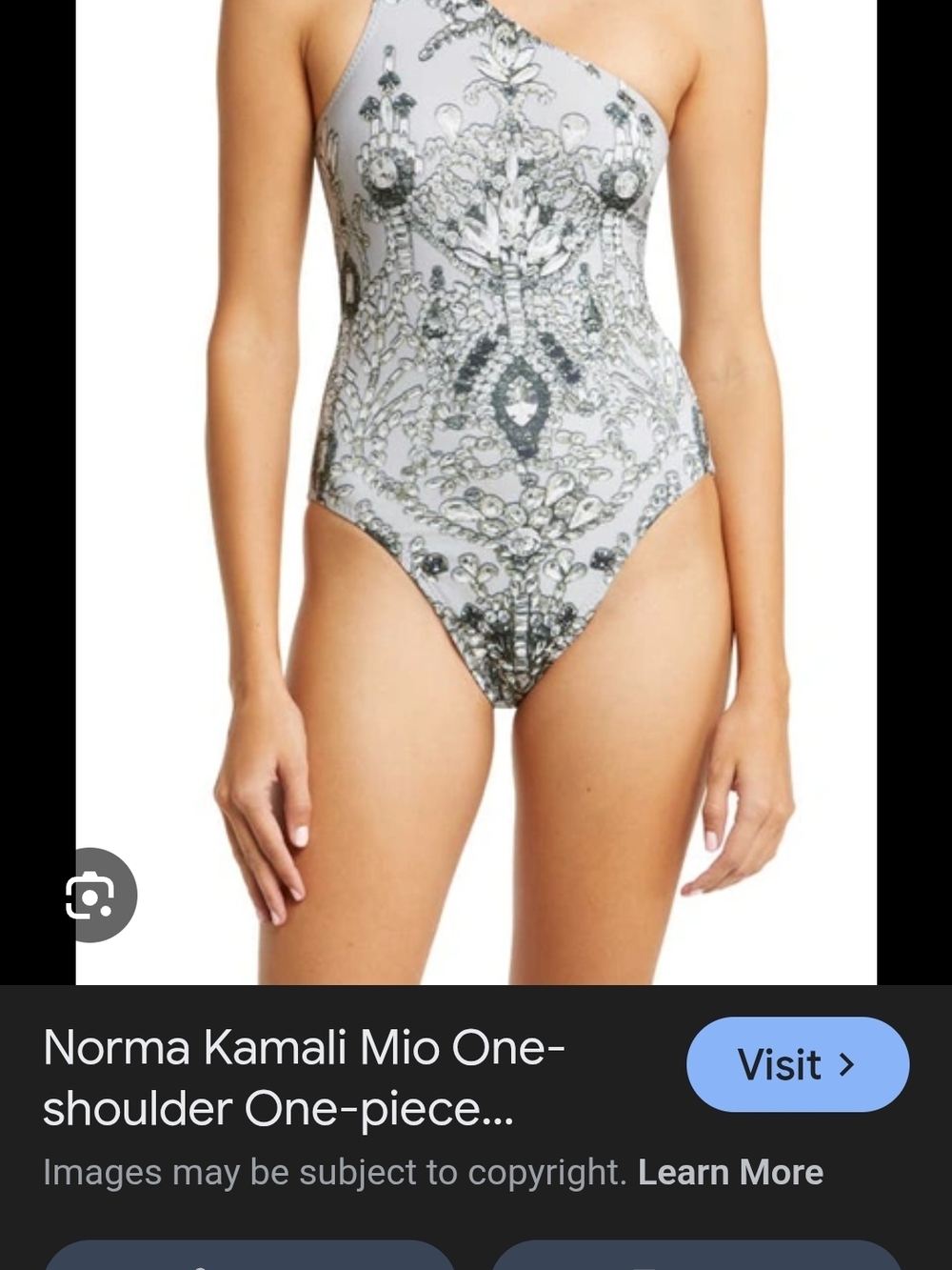 Norma Kamali One-Shoulder One-Piece Swimsuit in White and Black Paisley Print